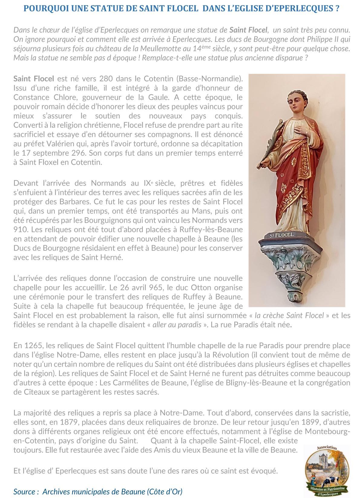 Pourquoi une statue de saint Flocel ?